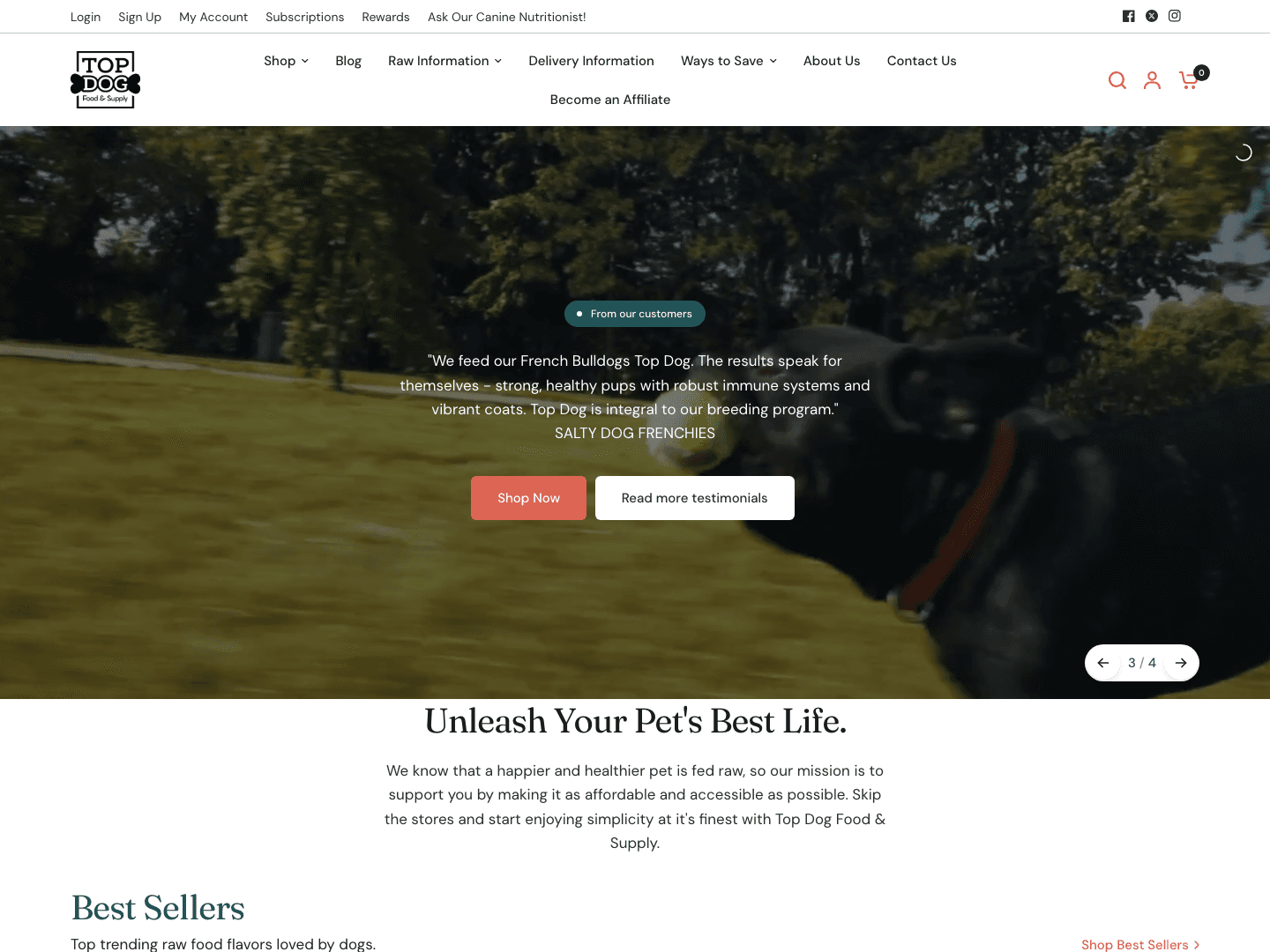 Top Dog Food & Supply Shopify store
