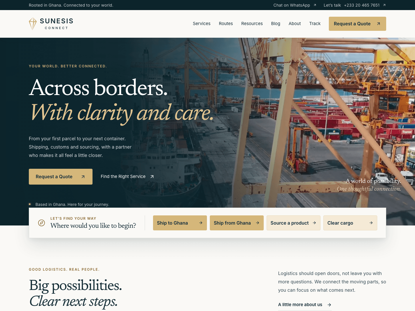 Sunesis Connect homepage: across borders, with clarity and care